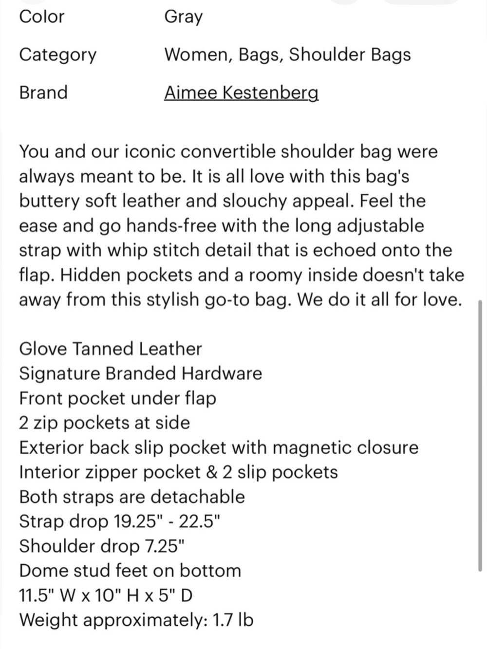 Aimee Kestenberg Gray Leather Braided Shoulder Bag with Gold Hardware - Picture 2 of 16